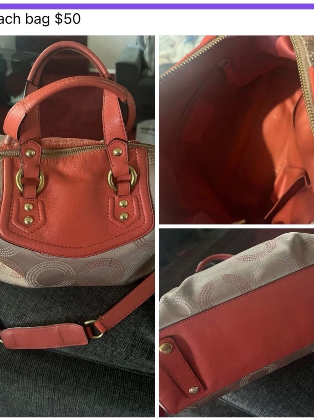 Coral Two-Tone Women's Satchel Bag